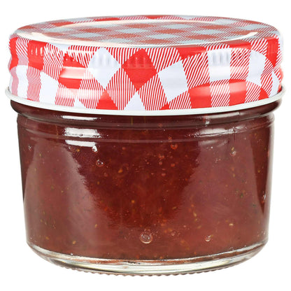 Vasi Marmellata in Vetro Coperchio Bianco e Rosso 48 pz 110 ml - homemem39