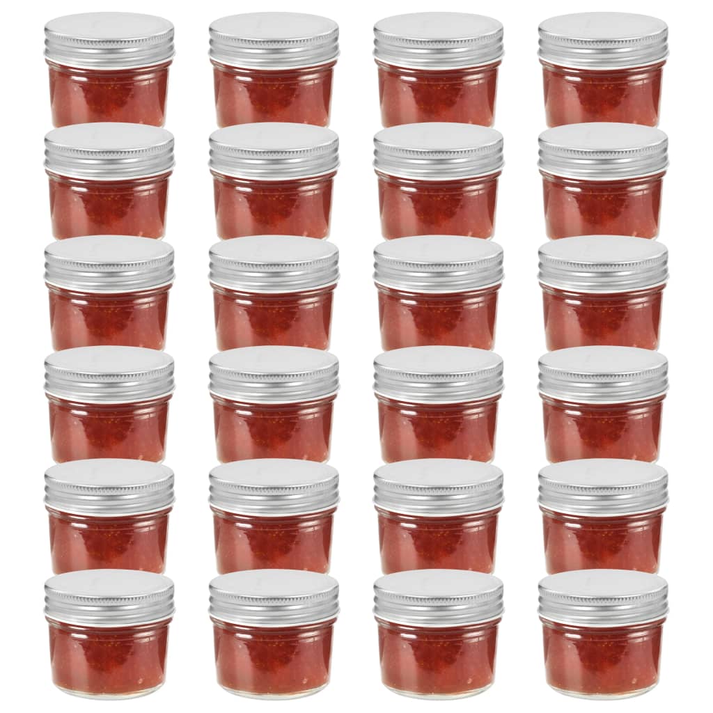 Vasi per Marmellata in Vetro Coperchio Argento 24 pz 110 ml - homemem39