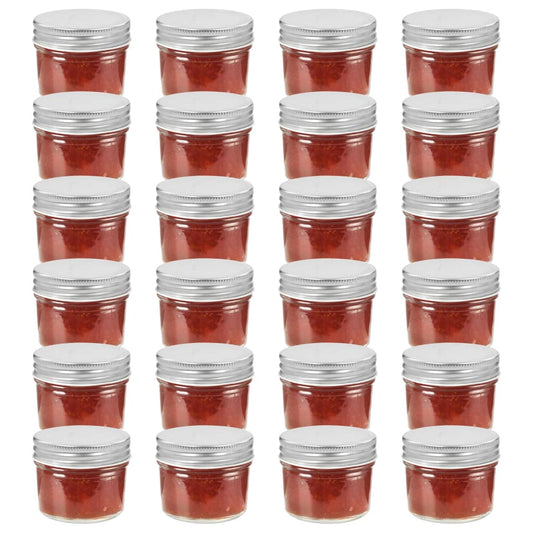 Vasi per Marmellata in Vetro Coperchio Argento 24 pz 110 ml - homemem39