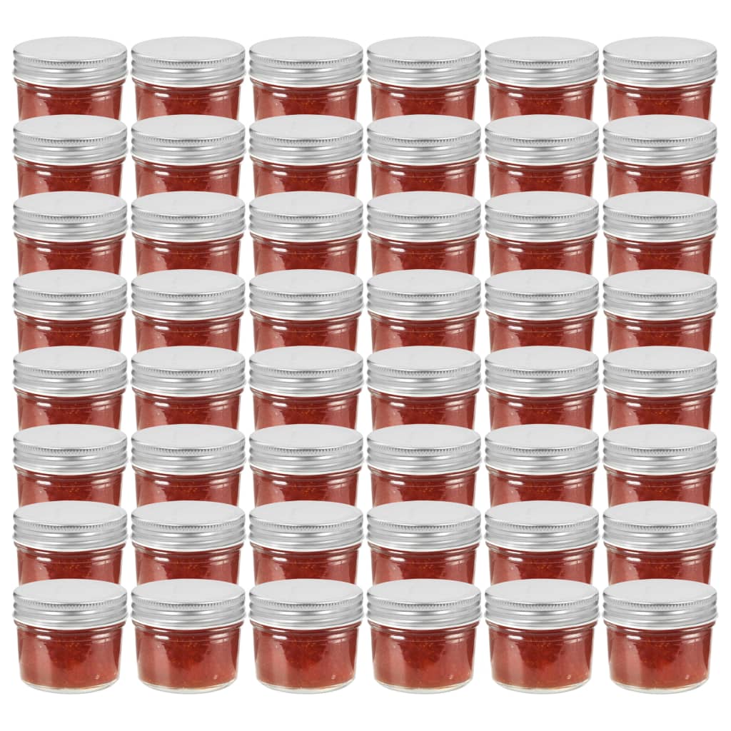 Vaso per Marmellata in Vetro Coperchio Argento 48 pz 110 ml - homemem39