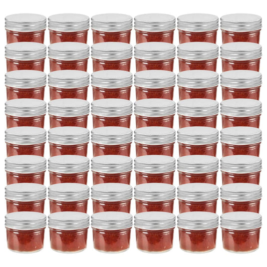 Vaso per Marmellata in Vetro Coperchio Argento 48 pz 110 ml - homemem39