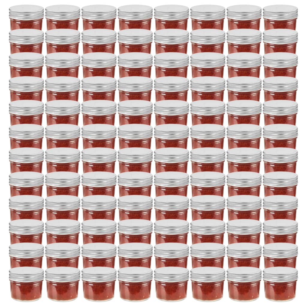 Vaso per Marmellata in Vetro Coperchio Argento 96 pz 110 ml - homemem39