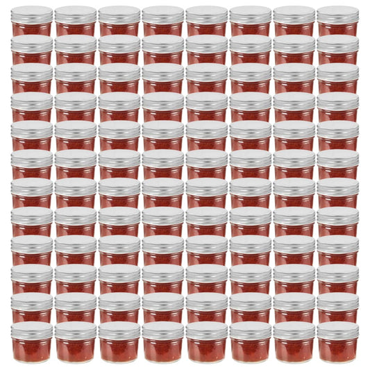 Vaso per Marmellata in Vetro Coperchio Argento 96 pz 110 ml - homemem39