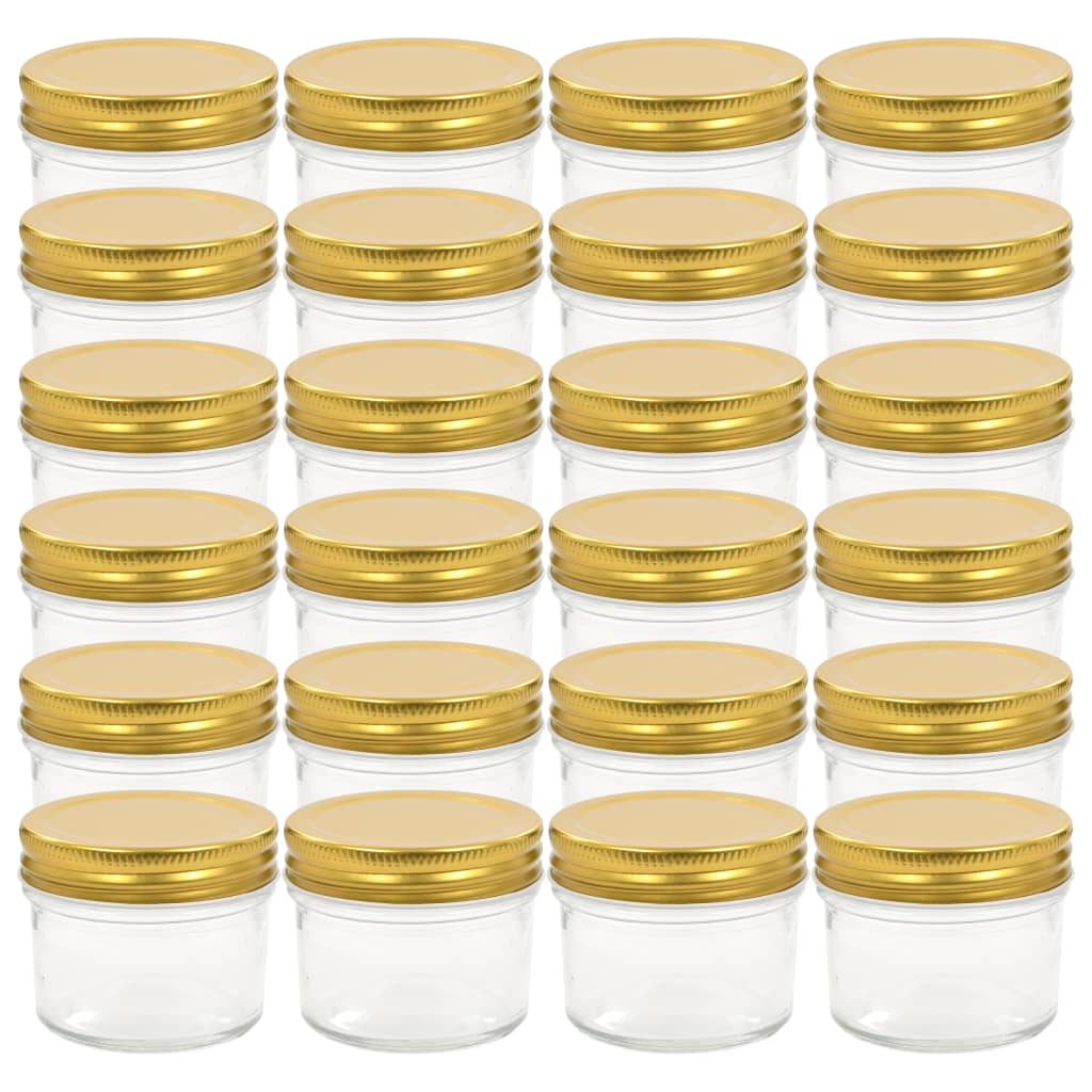 Vaso per Marmellata in Vetro Coperchio Oro 24 pz 110 ml - homemem39