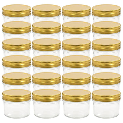 Vaso per Marmellata in Vetro Coperchio Oro 24 pz 110 ml - homemem39