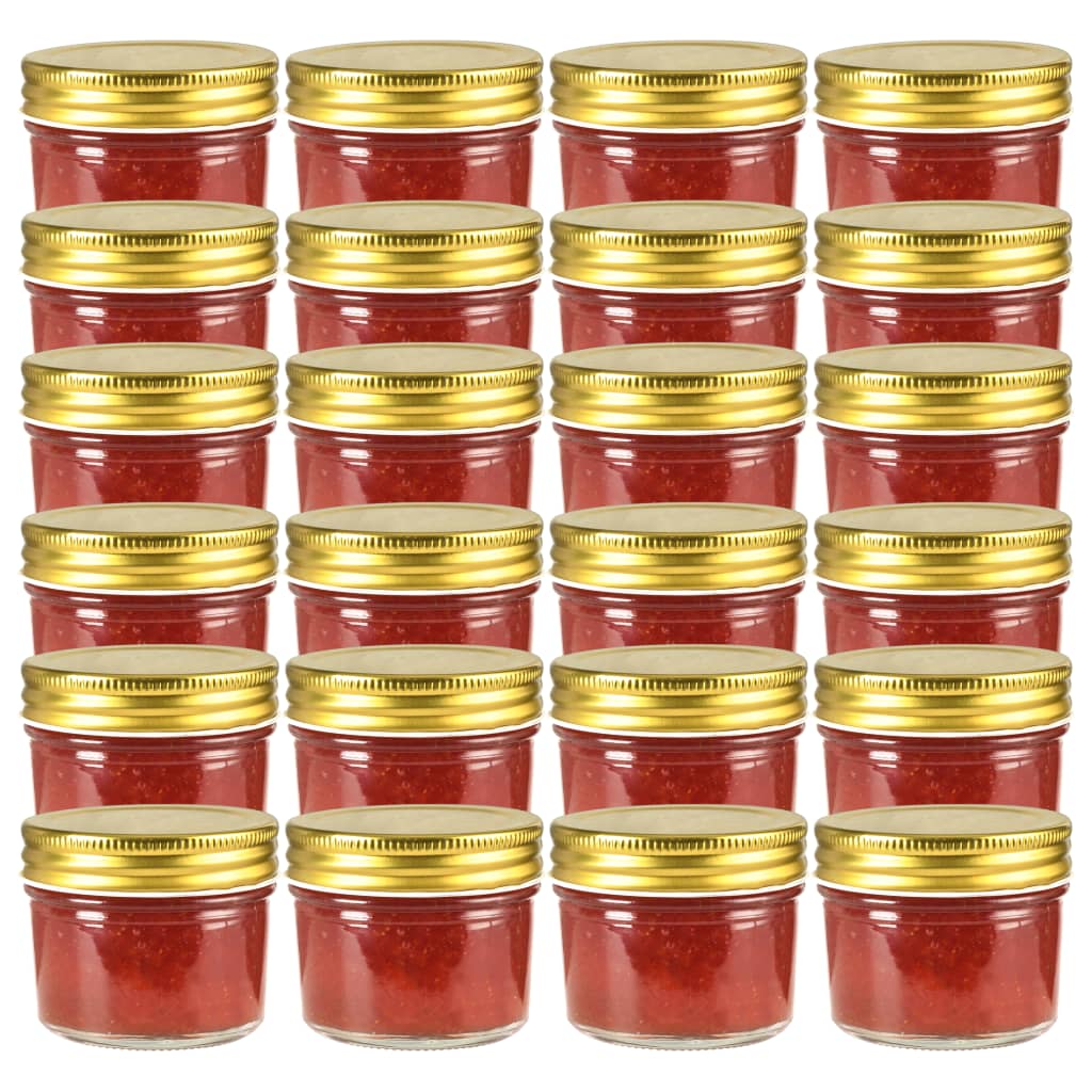 Vaso per Marmellata in Vetro Coperchio Oro 24 pz 110 ml - homemem39