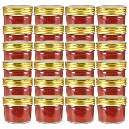 Vaso per Marmellata in Vetro Coperchio Oro 24 pz 110 ml - homemem39