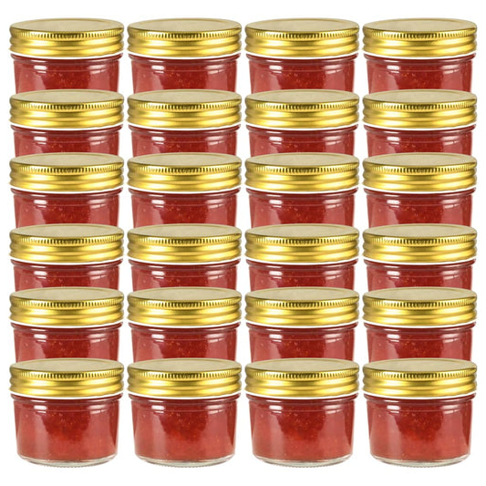 Vaso per Marmellata in Vetro Coperchio Oro 24 pz 110 ml - homemem39