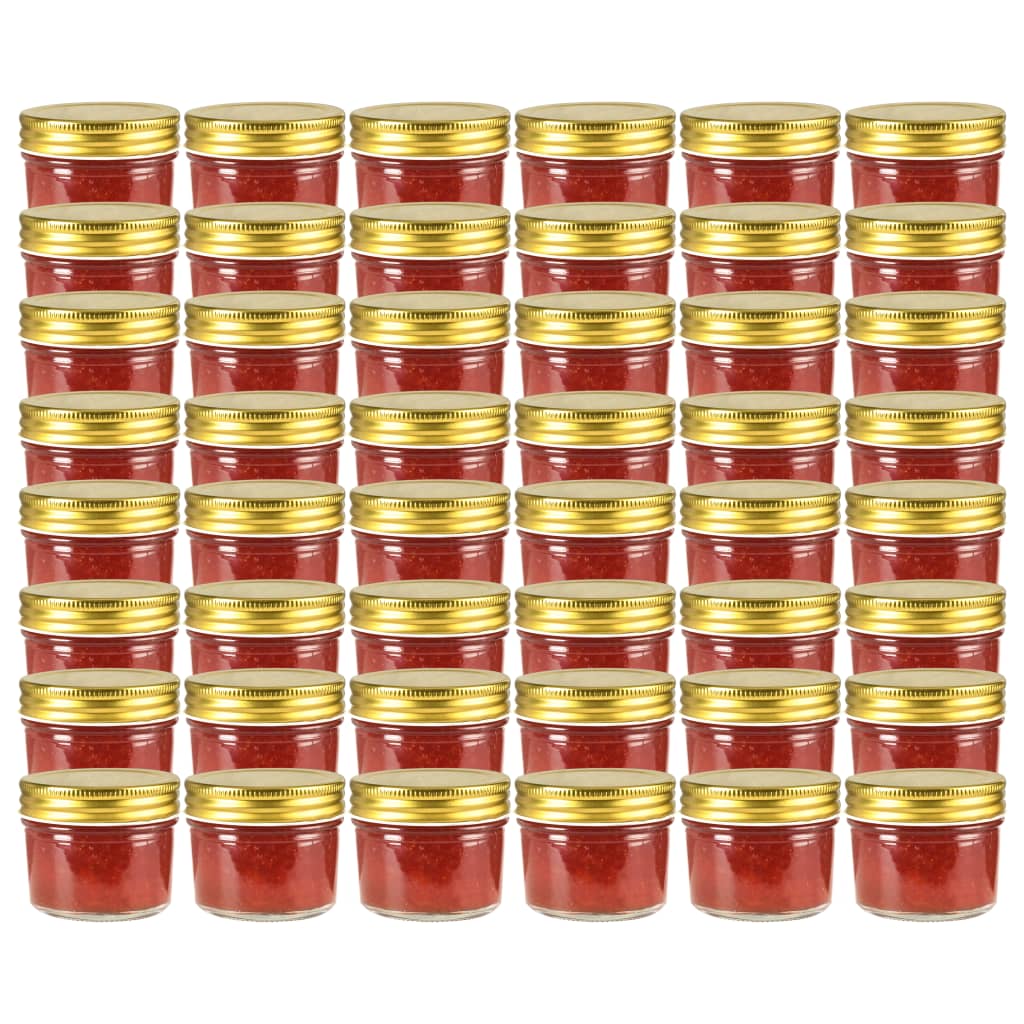 Vasi per Marmellata in Vetro Coperchio Oro 48 pz 110 ml - homemem39