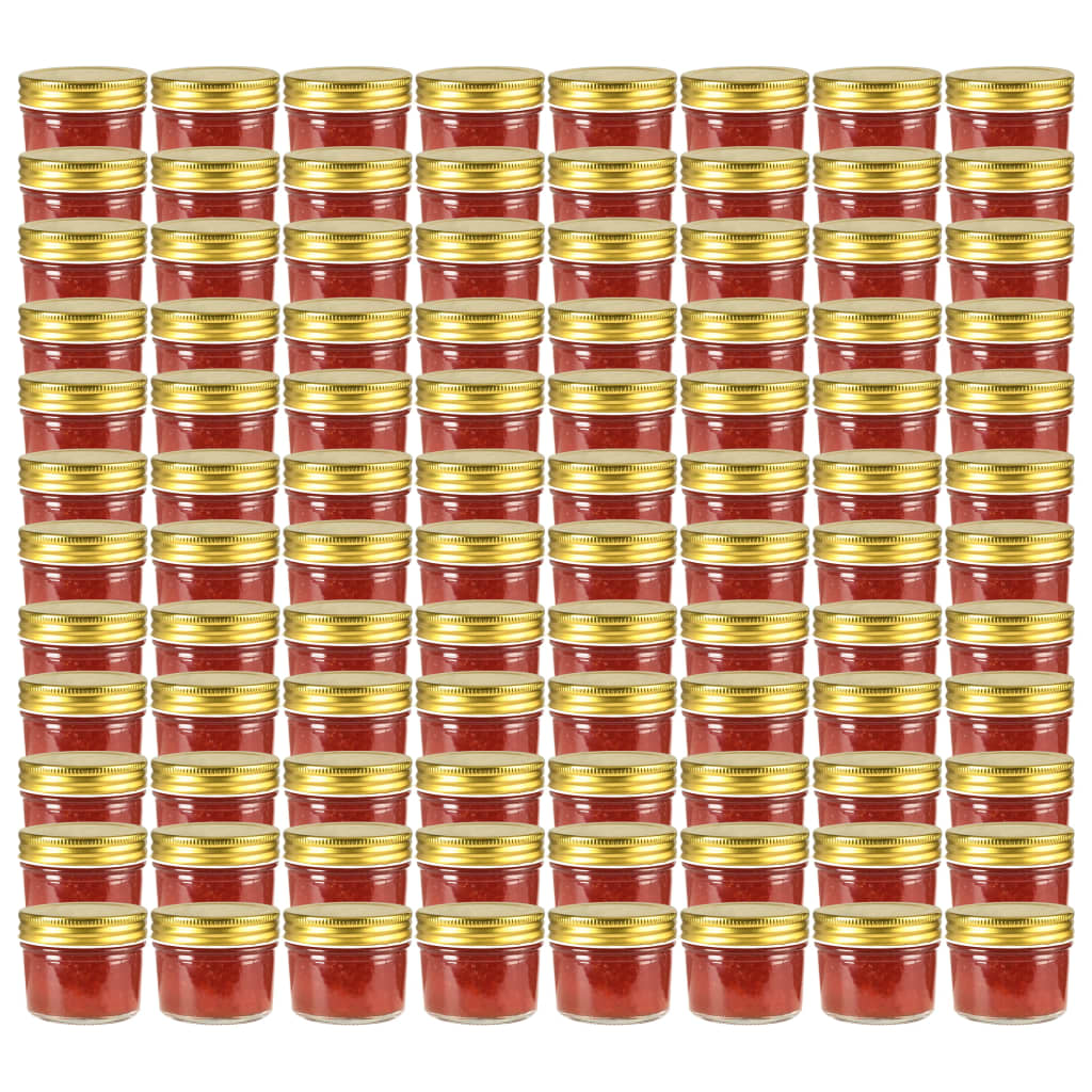 Vasi per Marmellata in Vetro Coperchio Oro 96 pz 110 ml - homemem39