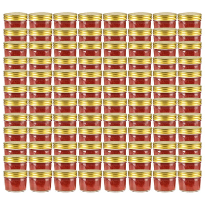 Vasi per Marmellata in Vetro Coperchio Oro 96 pz 110 ml - homemem39