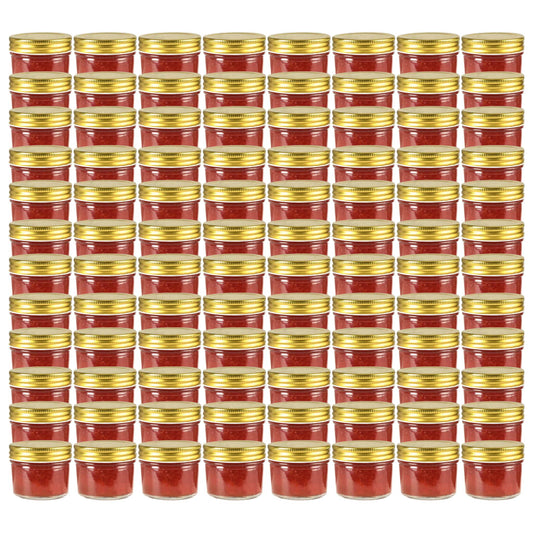 Vasi per Marmellata in Vetro Coperchio Oro 96 pz 110 ml - homemem39