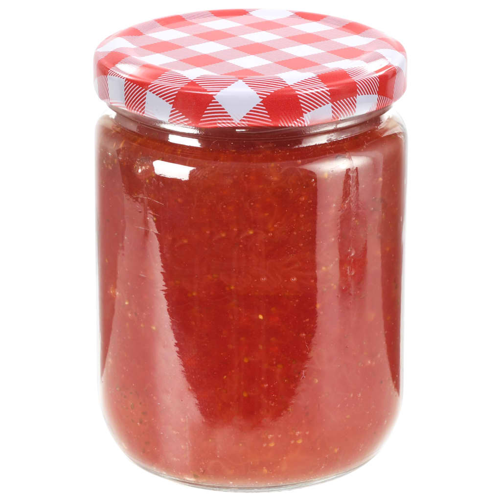 Vasi Marmellata in Vetro Coperchio Bianco e Rosso 96 pz 230 ml - homemem39