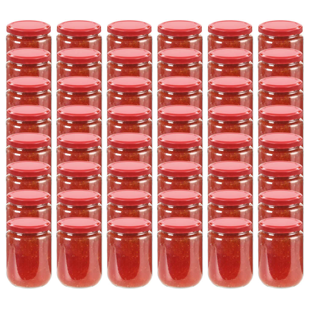 Vasi per Marmellata in Vetro Coperchio Rosso 48 pz 230 ml - homemem39
