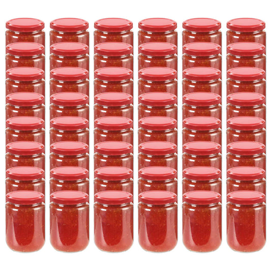 Vasi per Marmellata in Vetro Coperchio Rosso 48 pz 230 ml - homemem39