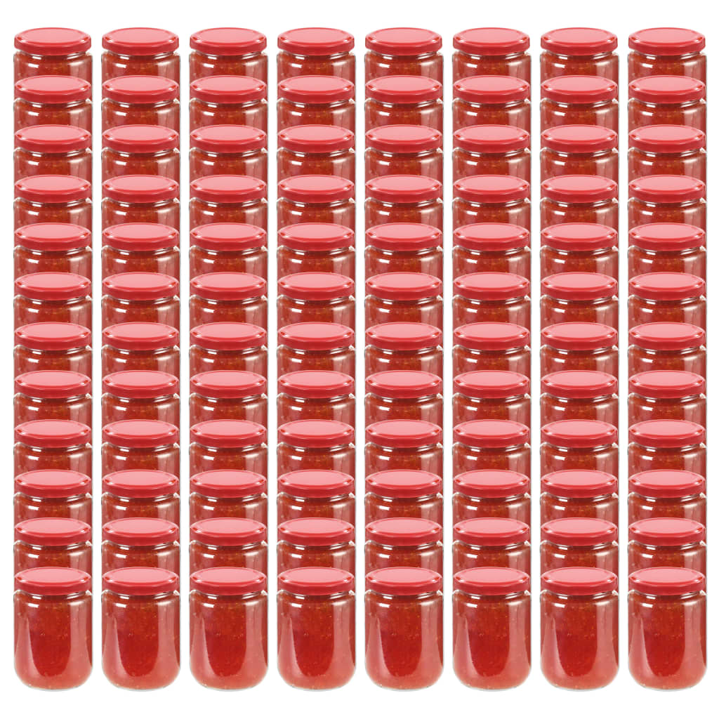 Vasi per Marmellata in Vetro Coperchio Rosso 96 pz 230 ml - homemem39