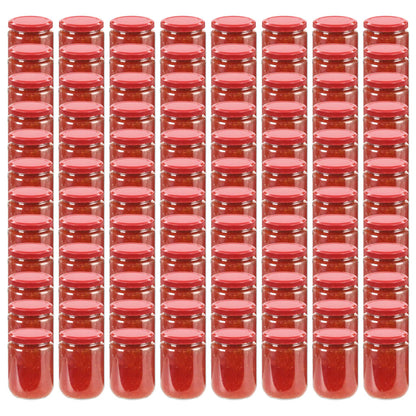Vasi per Marmellata in Vetro Coperchio Rosso 96 pz 230 ml - homemem39