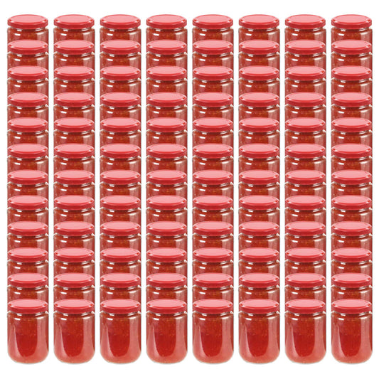 Vasi per Marmellata in Vetro Coperchio Rosso 96 pz 230 ml - homemem39