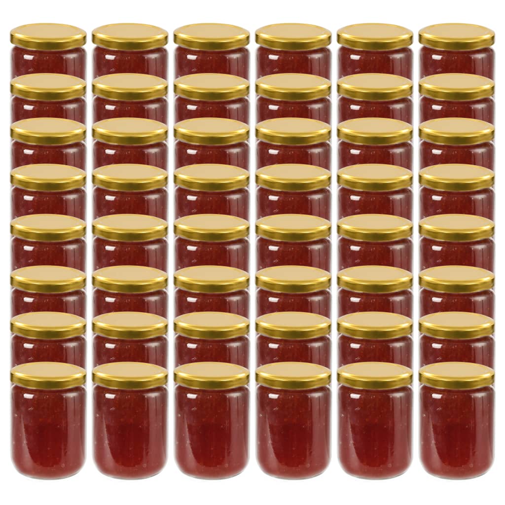 Vasi per Marmellata in Vetro Coperchio Oro 48 pz 230 ml - homemem39