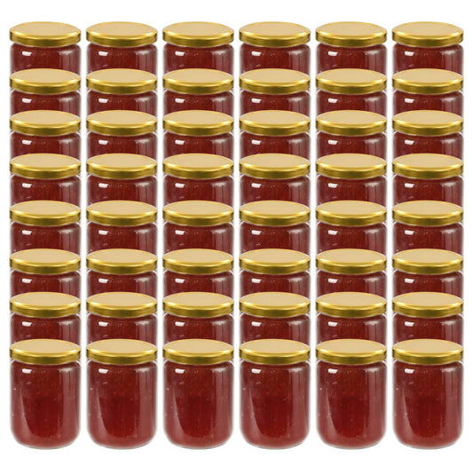 Vasi per Marmellata in Vetro Coperchio Oro 48 pz 230 ml - homemem39