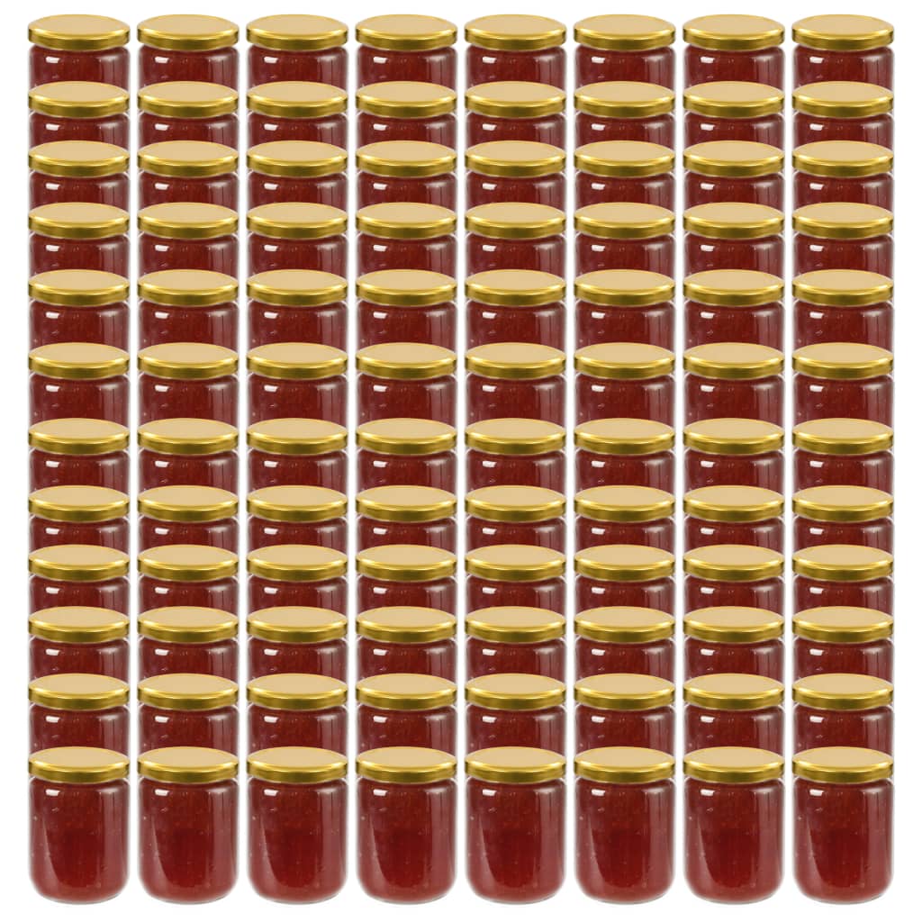 Vasi per Marmellata in Vetro Coperchio Oro 96 pz 230 ml - homemem39