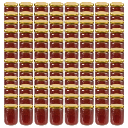 Vasi per Marmellata in Vetro Coperchio Oro 96 pz 230 ml - homemem39