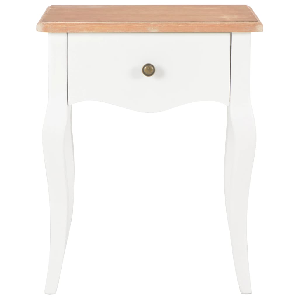 Comodino Bianco e Marrone 40x30x50 cm in Legno Massello di Pino | homemem39