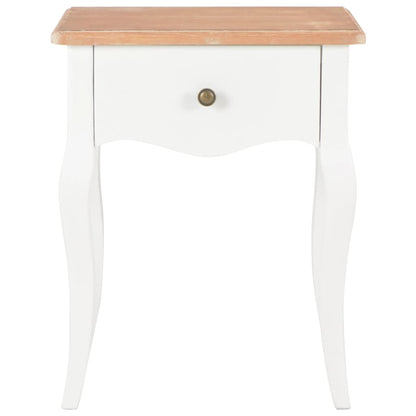 Comodino Bianco e Marrone 40x30x50 cm in Legno Massello di Pino | homemem39