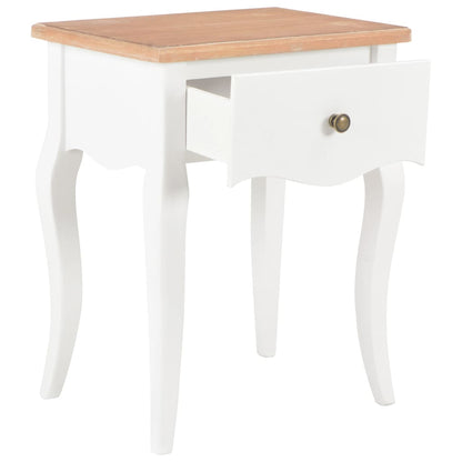 Comodino Bianco e Marrone 40x30x50 cm in Legno Massello di Pino | homemem39