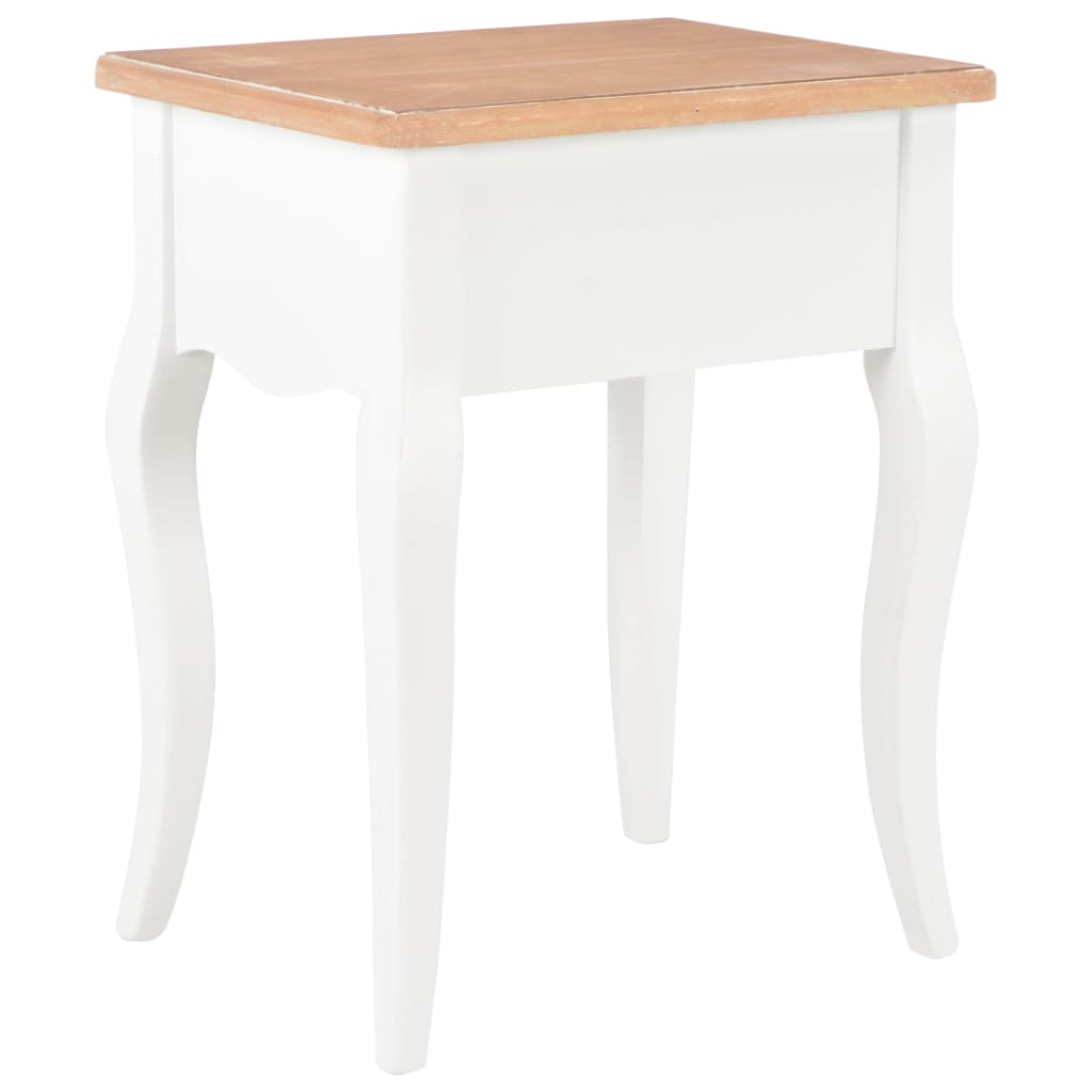 Comodino Bianco e Marrone 40x30x50 cm in Legno Massello di Pino | homemem39