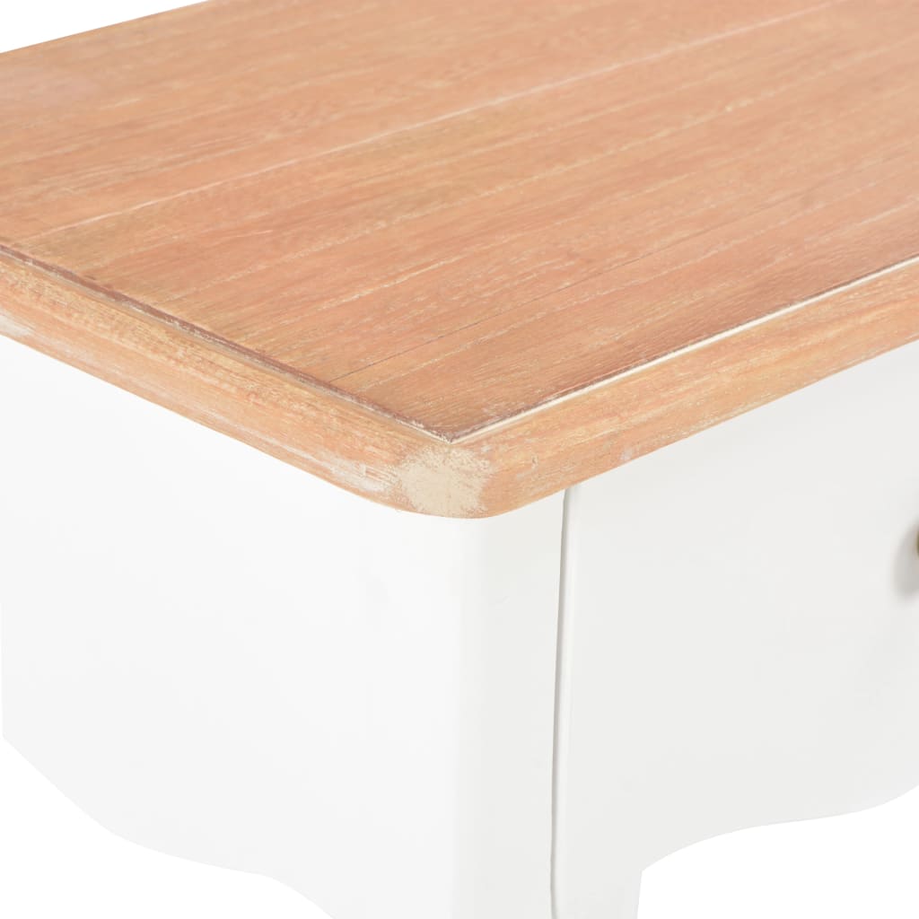 Comodino Bianco e Marrone 40x30x50 cm in Legno Massello di Pino | homemem39