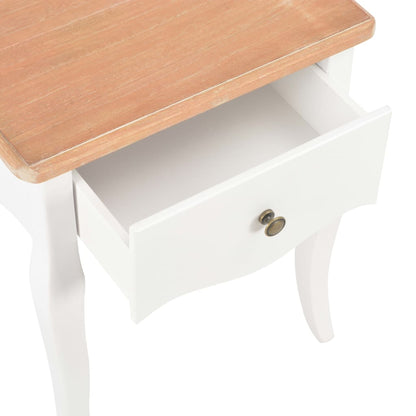 Comodino Bianco e Marrone 40x30x50 cm in Legno Massello di Pino | homemem39