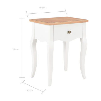 Comodino Bianco e Marrone 40x30x50 cm in Legno Massello di Pino | homemem39