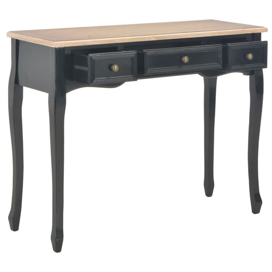 280046 vidaXL Dressing Console Table with 3 Drawers Black | homemem39