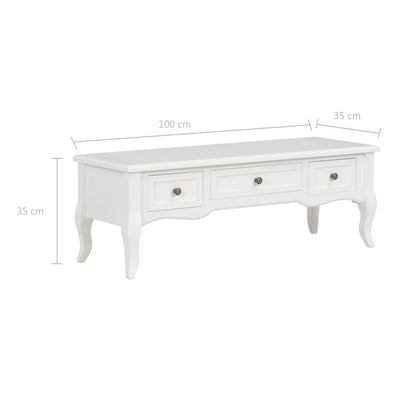 280048 vidaXL TV Cabinet White 100x35x35 cm Wooden