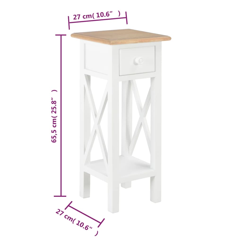 280057 vidaXL Tavolino Laterale Bianco 27x27x65,5 cm in Legno | homemem39