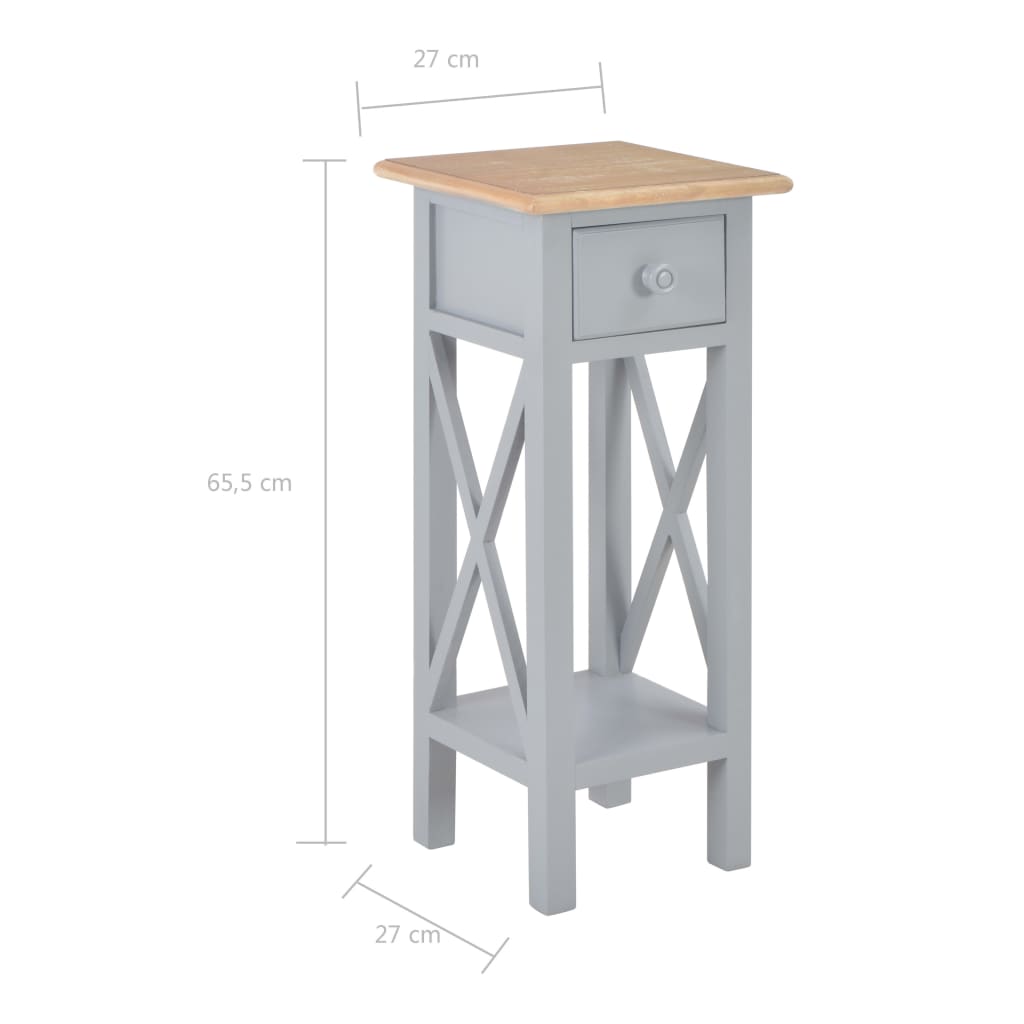 Tavolino Laterale Grigio 27x27x65,5 cm in Legno