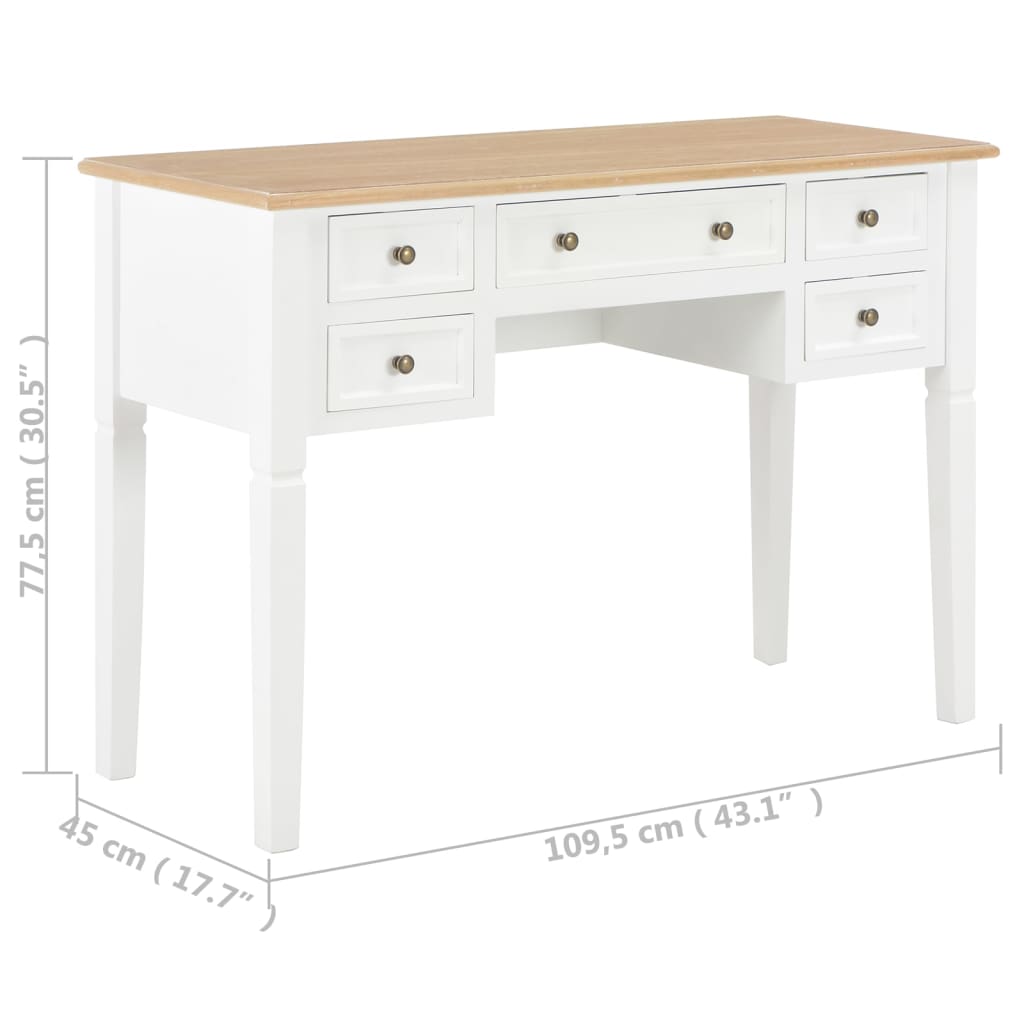 Scrivania Bianca 109,5x45x77,5 cm in Legno - homemem39