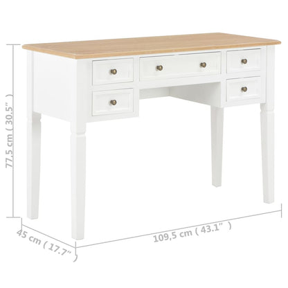 Scrivania Bianca 109,5x45x77,5 cm in Legno - homemem39