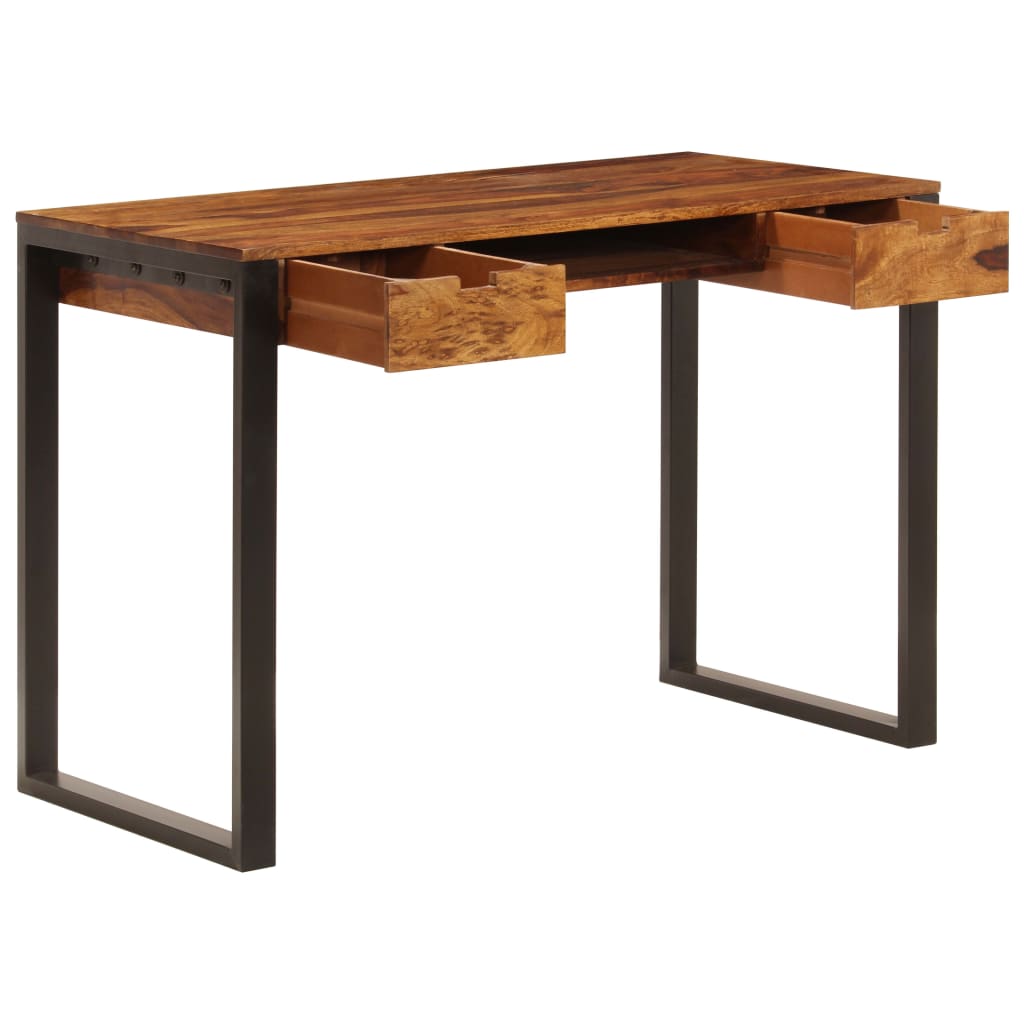 Scrivania 110x55x78 cm Massello di Acacia e Acciaio