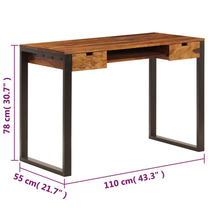 Scrivania 110x55x78 cm Massello di Acacia e Acciaio | homemem39