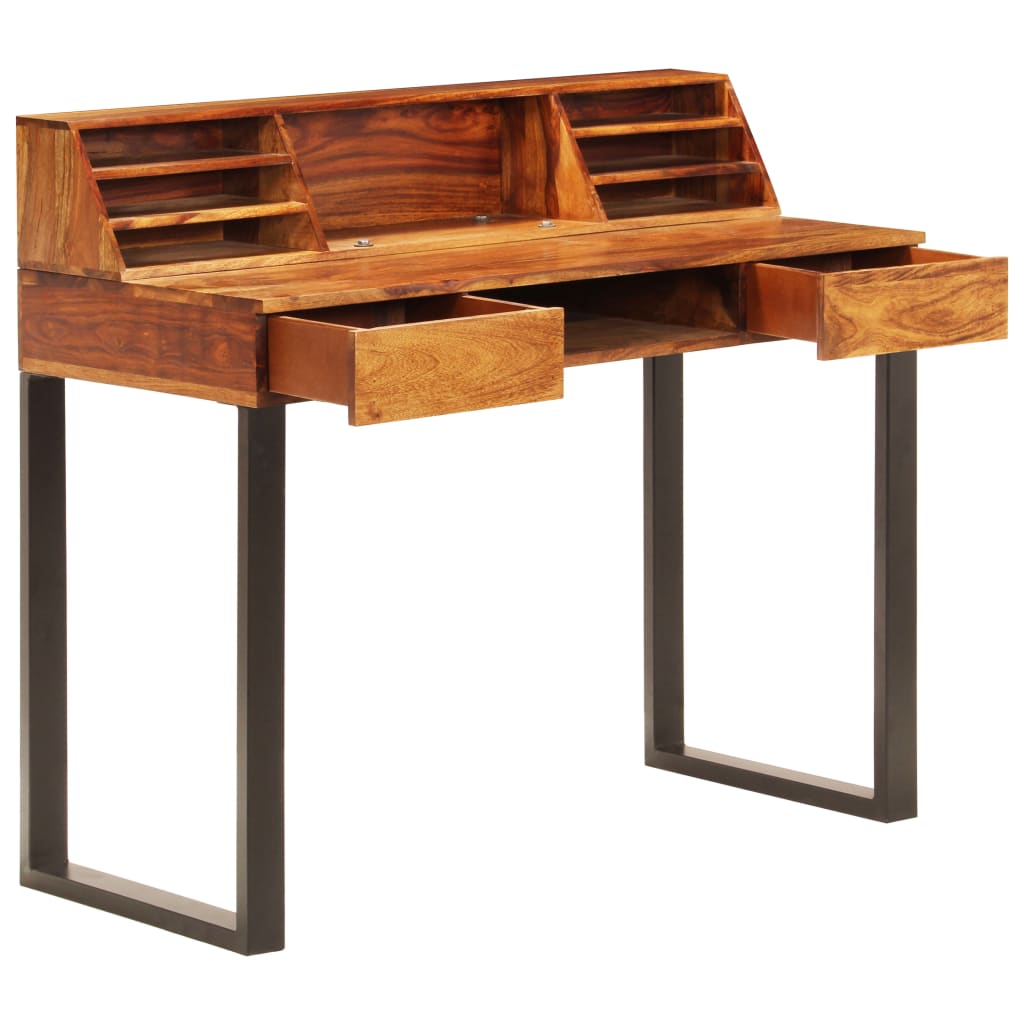 Scrivania 110x50x94 cm Massello di Acacia e Acciaio