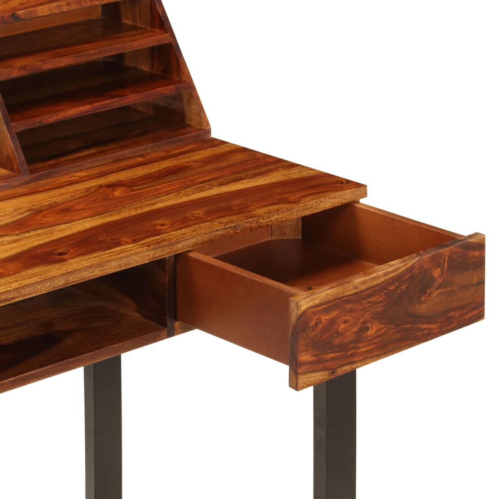 Scrivania 110x50x94 cm Massello di Acacia e Acciaio