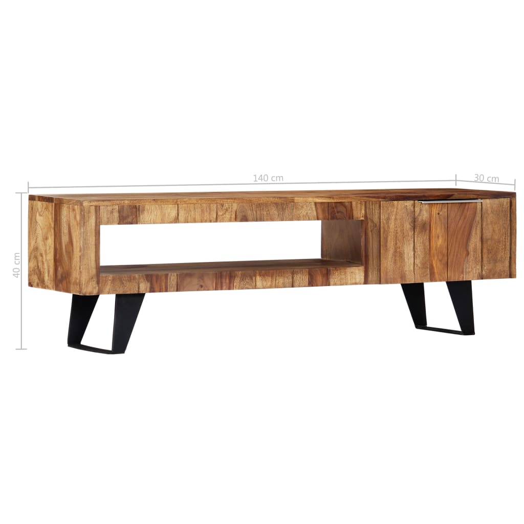 Mobile Porta TV 140x30x40cm in Legno Massello di Acacia
