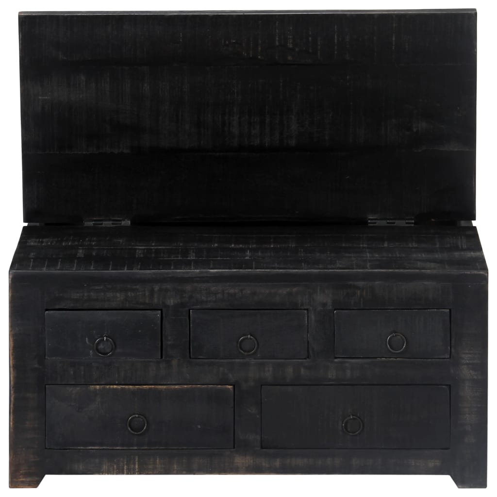 Tavolino da Salotto Nero 65x65x30 cm in Legno Massello di Mango