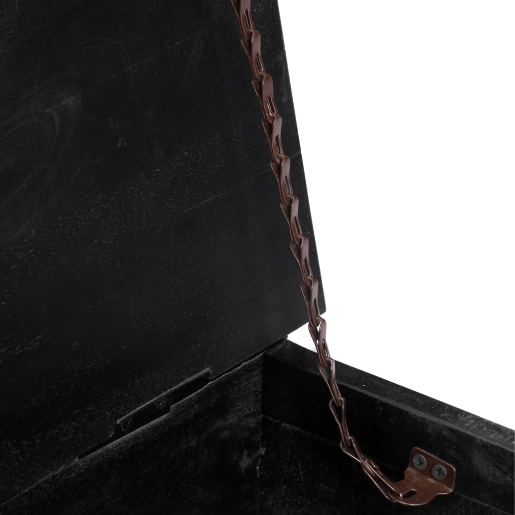 Tavolino da Salotto Nero 65x65x30 cm in Legno Massello di Mango