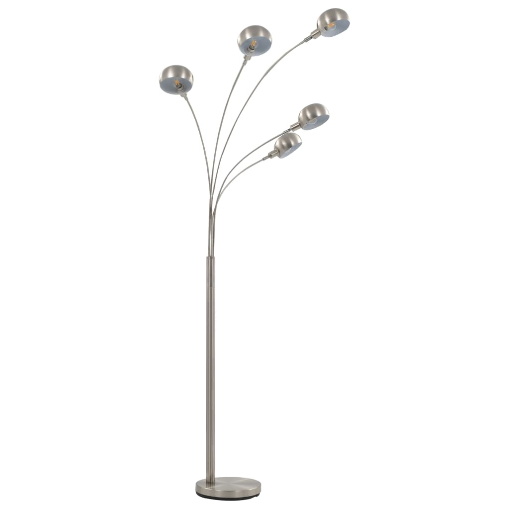 Lampada da Terra 200 cm 5 Bulbi E14 Argento - homemem39