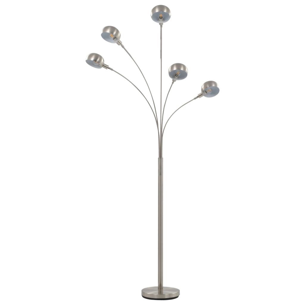 Lampada da Terra 200 cm 5 Bulbi E14 Argento - homemem39