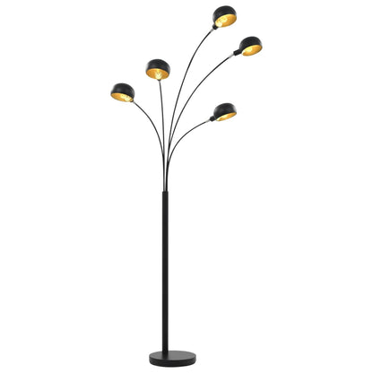 Lampada da Terra 200 cm 5 Bulbi E14 Nero e Oro