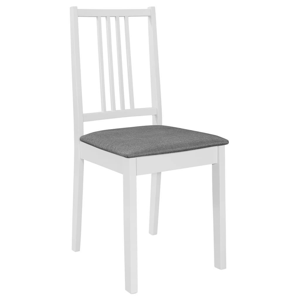 Sedie da Pranzo con Cuscini 2 pz Bianche in Legno Massello | homemem39